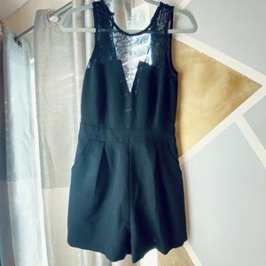 Arden B black romper with lace detail